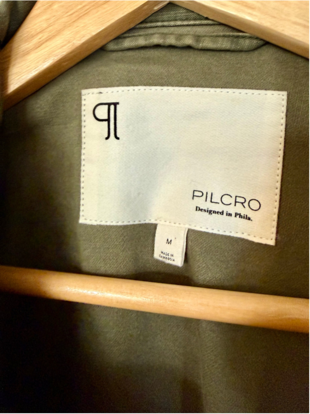 Olive Cropped Utility Jacket with Pink Trim - Picture 2 of 7